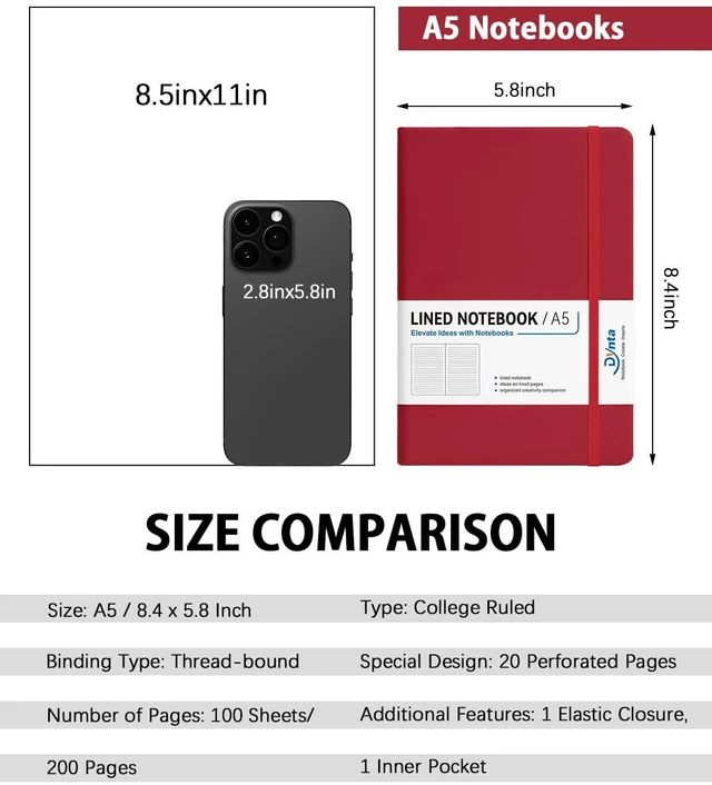 Alt view image 2 of 7 - Hardcover Journal Notebooks, 10 Packs A5 Lined Journals Bulk for Writing 200 Pages/100Sheets, 8.4 x 5.8 inch, Classic Ruled Notebook for Work/Travel/College/Note Taking(Red)
