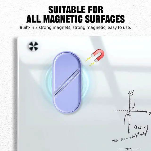 Alt view image 5 of 7 - Dry Erase Board Eraser, Magnetic Detachable Whiteboard Eraser 2-Pack, White Board Erasers for Classroom, Glass Board Cleaner, Dry Erase Marker Eraser for Office School Home (Purple)