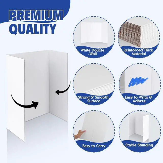 Alt view image 2 of 7 - Trifold Poster Board,36 Pack 24" x 16" White Corrugated Poster Boards Display Board,Perfect for School Projects, Science Fairs, Event Displays, and Business Presentations