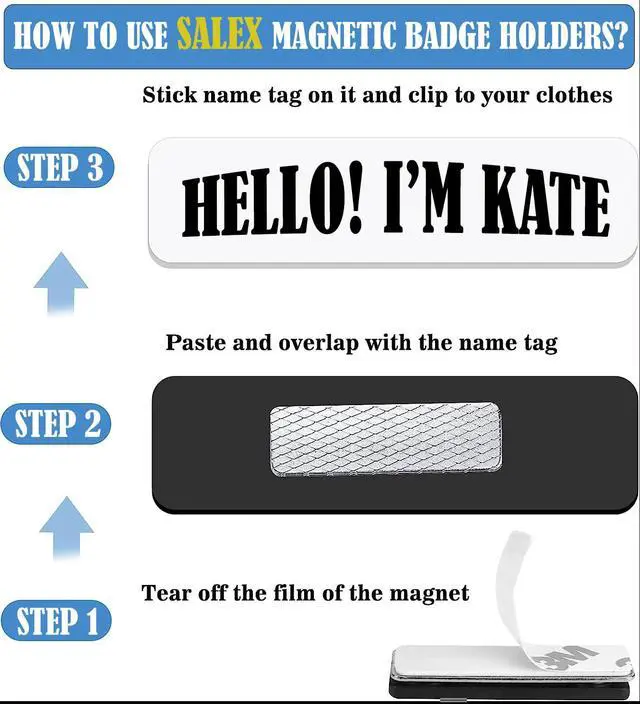 Alt view image 3 of 7 - Magnetic Name Tags, Detachable Magnets for Attaching ID Badges, 30 Pack Magnet Badge Holder with 3M Adhesive Backing for Students, Office, School, Conferences, Meetings, Exhibition, Clothing, Shirt