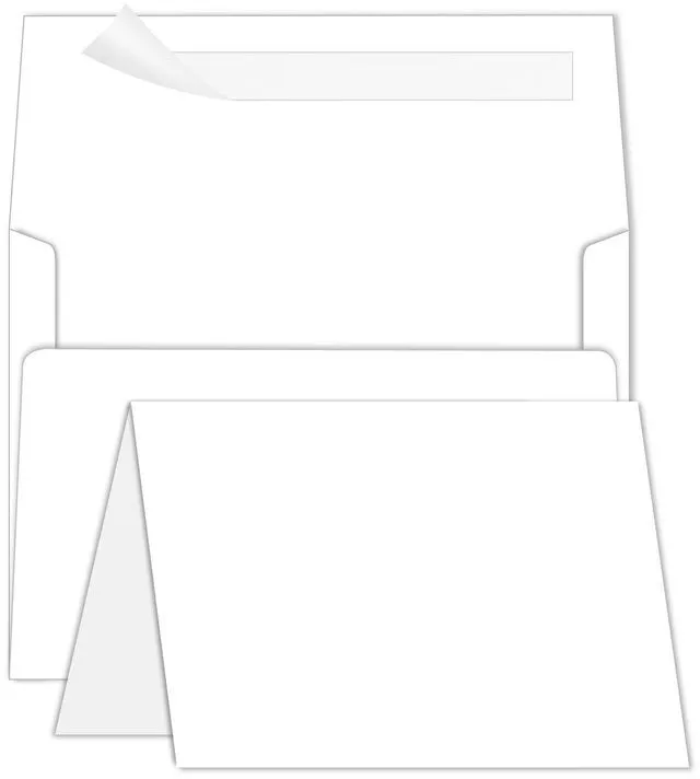 Main image of 100 Pack Blank Cards and Envelopes 5x7 White for Invitations 5 x 7 Printable Folded Cardstock and A7 Envelopes Self Seal for Wedding, Birthday, Holiday, Baby Shower, DIY Greeting Cards