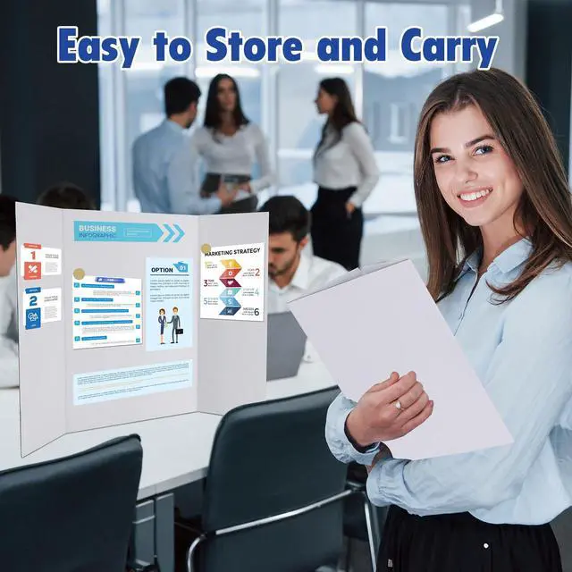 Alt view image 6 of 7 - Trifold Poster Board,36 Pack 24" x 16" White Corrugated Poster Boards Display Board,Perfect for School Projects, Science Fairs, Event Displays, and Business Presentations