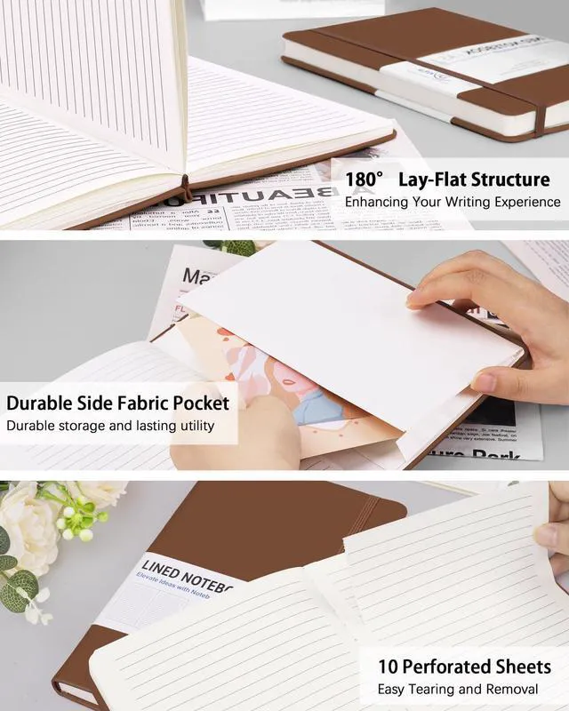 Alt view image 3 of 7 - Hardcover Journal Notebooks, 10 Packs A5 Lined Journals Bulk for Writing 200 Pages/100Sheets, 8.4 x 5.8 inch, Classic Ruled Notebook for Work/Travel/College/Note Taking(Brown)