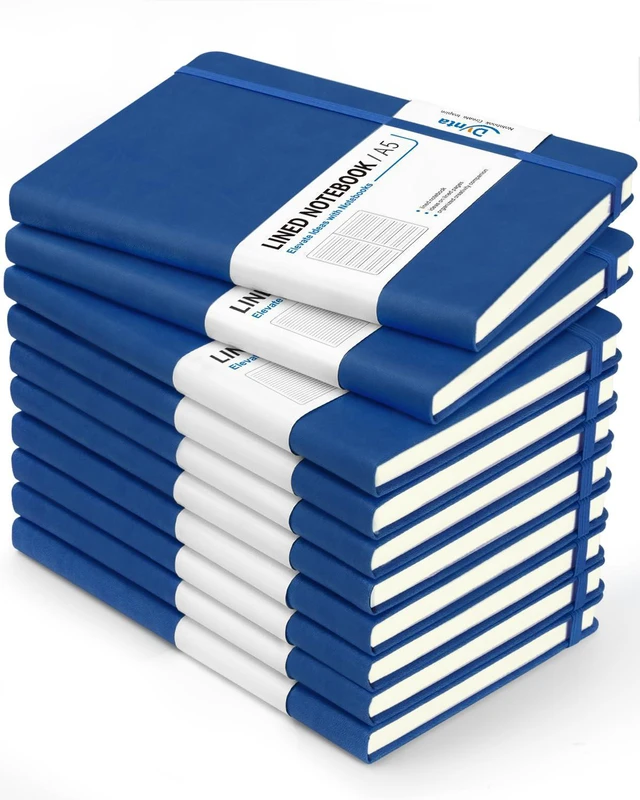 Main image of Hardcover Journal Notebooks, 10 Packs A5 Lined Journals Bulk for Writing 200 Pages/100Sheets, 8.4 x 5.8 inch, Classic Ruled Notebook for Work/Travel/College/Note Taking(Blue)