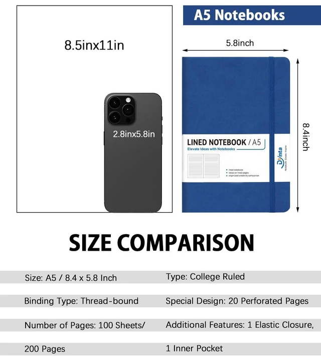 Alt view image 2 of 7 - Hardcover Journal Notebooks, 10 Packs A5 Lined Journals Bulk for Writing 200 Pages/100Sheets, 8.4 x 5.8 inch, Classic Ruled Notebook for Work/Travel/College/Note Taking(Blue)