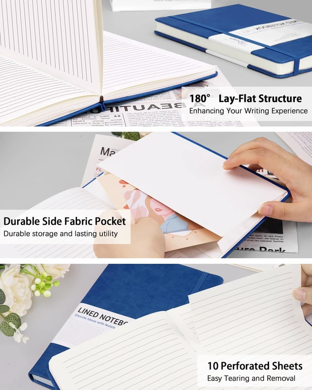 Alt view image 3 of 7 - Hardcover Journal Notebooks, 10 Packs A5 Lined Journals Bulk for Writing 200 Pages/100Sheets, 8.4 x 5.8 inch, Classic Ruled Notebook for Work/Travel/College/Note Taking(Blue)