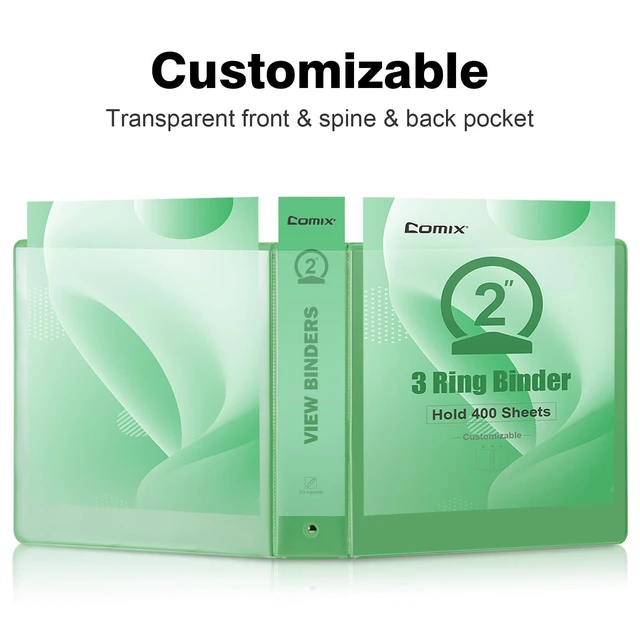 Alt view image 5 of 7 - Sturdy Standard 2 Inch 3 Ring Binder with Clear View Cover 2"Round Ring,PVC-Free,Holds 400 Letter Sheets,Morandi Multicolor for Students & Office,6 Pack (Sea Green)
