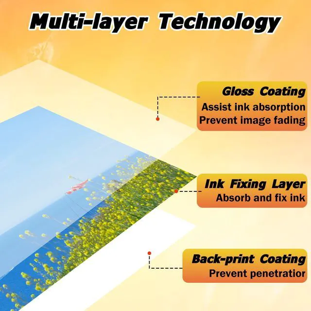 Alt view image 3 of 7 - 300 Sheets Glossy Photo Paper 8.5 x 11 Inches, Inkjet Photo Printer Paper,Compatible with Inkjet Printer Use Dye Ink,Professional Picture Paper(180gsm/48lb)