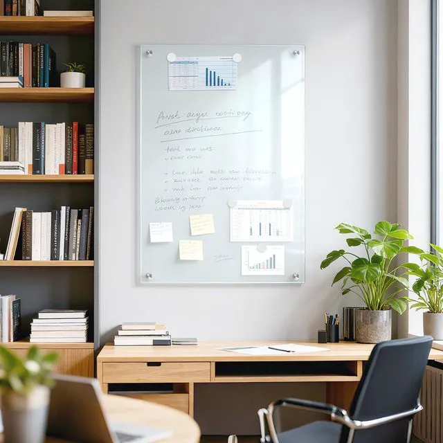 Alt view image 6 of 7 - Tempered Glass Whiteboard 36" x 24" Magnetic Glass Dry Erase Board (3 x 2) Wall Mounted Glass White Board with Acrylic Pen Tray for Office, Home, School