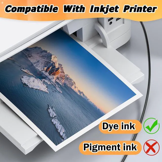 Alt view image 6 of 7 - 300 Sheets Glossy Photo Paper 8.5 x 11 Inches, Inkjet Photo Printer Paper,Compatible with Inkjet Printer Use Dye Ink,Professional Picture Paper(180gsm/48lb)
