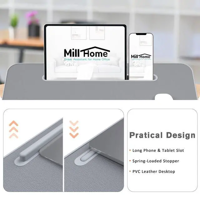 Alt view image 7 of 7 - Lap Desk with Cushion, Fits up to 17 inch Laptop, Pillow Designed, Portable Laptop Stand with Tray, Pad & Phone Holder, Home Office for Bed/Couch/Car/Reading/Writing, (Gray)