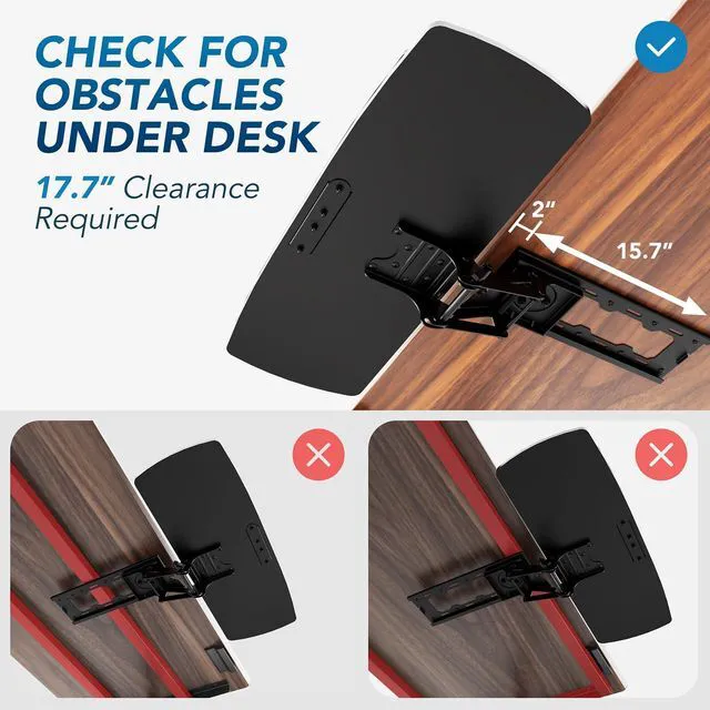 Alt view image 7 of 7 - Keyboard Tray Under Desk with Storage Drawer, Height Adjustable Keyboard Tray Slide Out 360° Swivel Tilt, Ergonomic Under Desk Mount Keyboard & Mouse Holder for Gaming Home Office, Vintage