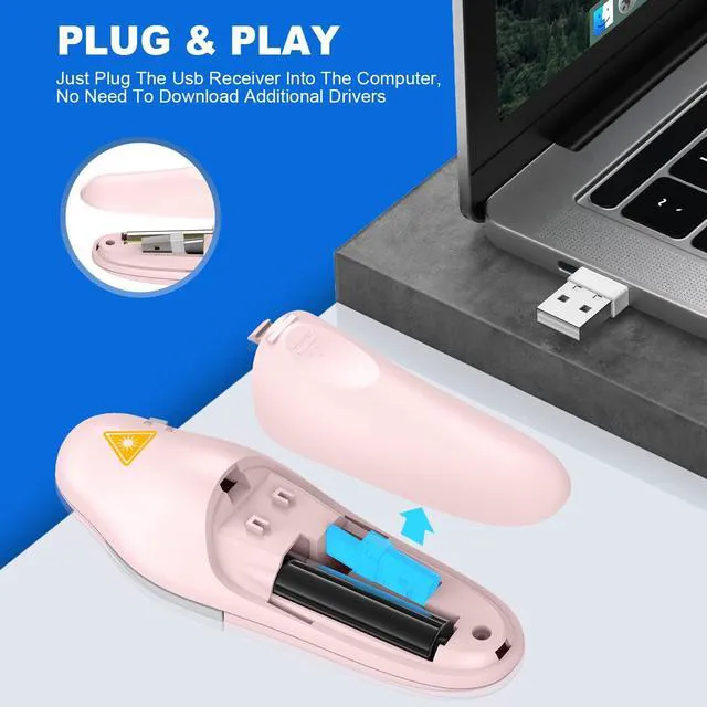 Alt view image 4 of 7 - Presentation Clicker Wireless Presenter Remote, Pink, A-C Clicker for PowerPoint Presentation Remote, PowerPoint Slide Advancer for Mac/Windows/Google Slide/Keynote