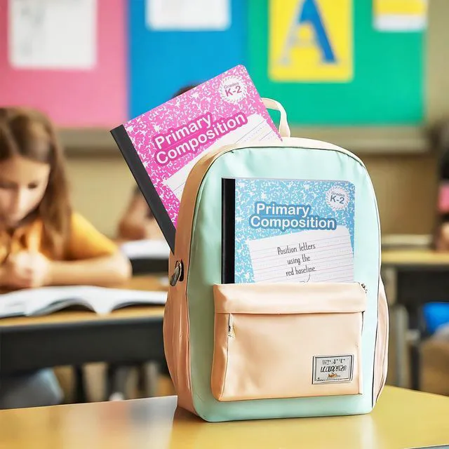 Alt view image 3 of 4 - Primary Composition Notebook K-2, Primary Ruled Composition Book Grades K 2, Preschool,1st Grade, Lined Notebooks - 9.75" x 7.50" - Durable Cover -100 Sheets - Assorted Colors (Bulk - 48 Pack)