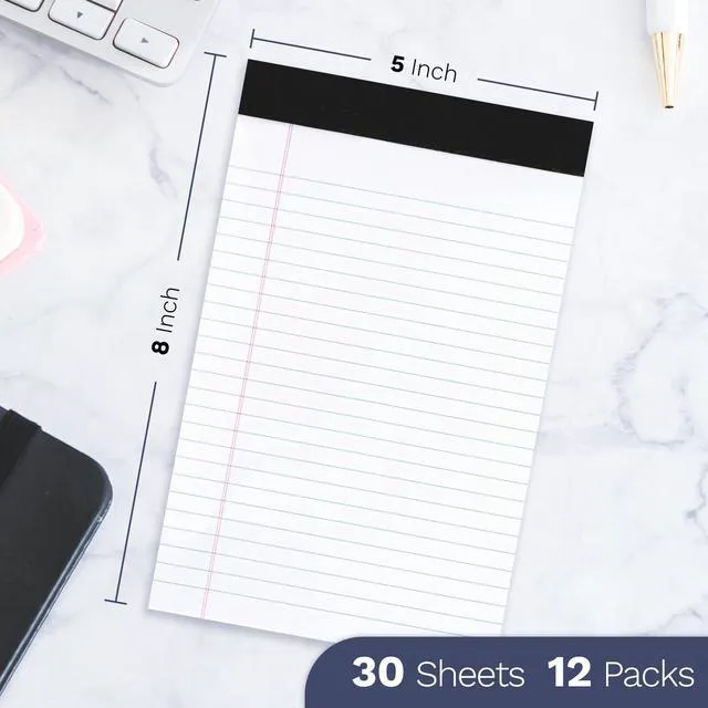 Alt view image 2 of 7 - Note Pads 5x8 12 PCS, Small Legal Pads 5x8 White College Ruled for Work, Perforated White Legal Notepads Lined Paper - 30 Sheets Per Notepad (Pack of 2)