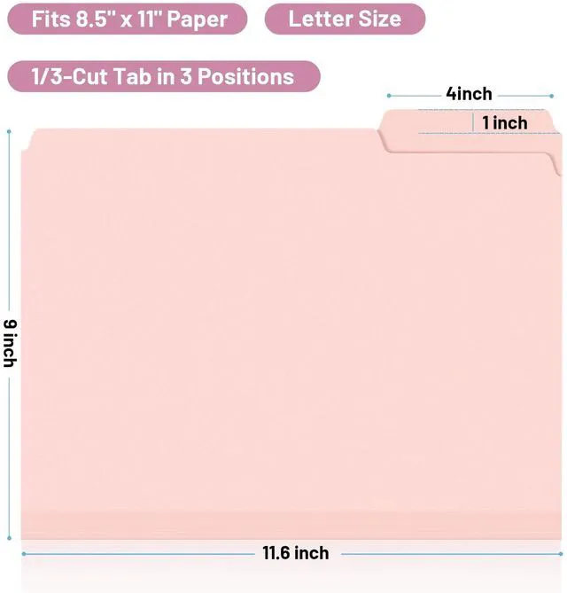 Alt view image 2 of 7 - Plastic File Folders, 6 Pastel Colors, Letter Size 8.5x11, 30 Pack 1/3-Cut Tabs, Poly Folders, For Documents, Office, Home, School Organization