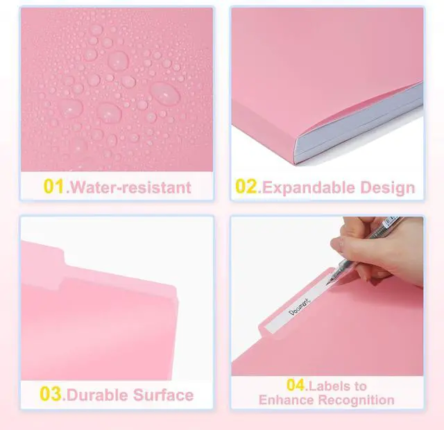 Alt view image 3 of 7 - Plastic File Folders, 6 Pastel Colors, Letter Size 8.5x11, 30 Pack 1/3-Cut Tabs, Poly Folders, For Documents, Office, Home, School Organization