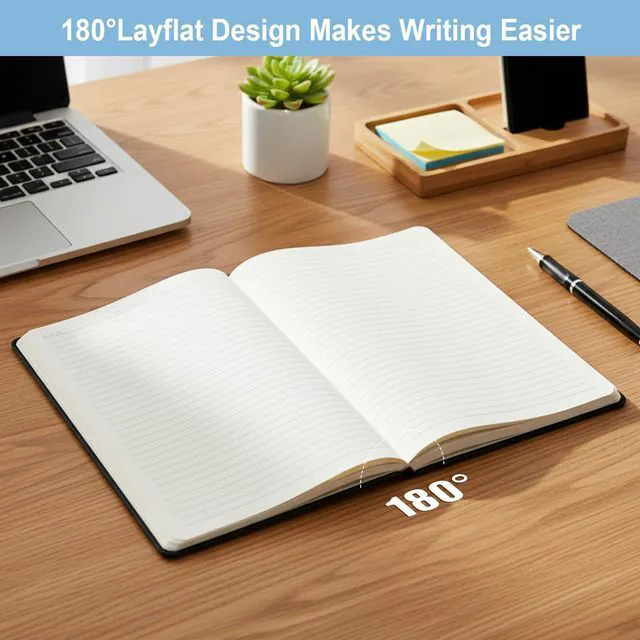 Alt view image 3 of 6 - 12 Pack A5 Hardcover Lined Notebook,192 pg College Ruled 5.5x8.3 Bulk notebooks for work,office & professional use,Waterproof faux leather,lay-flat elastic closure