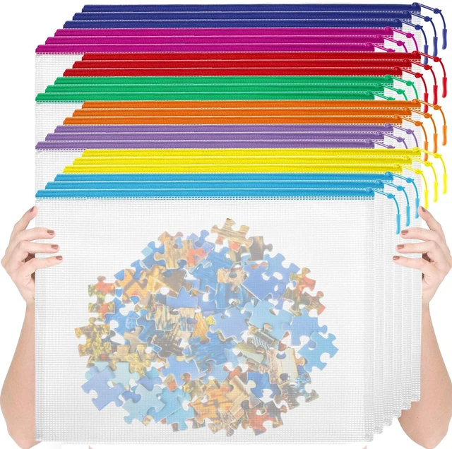 Main image of 24pcs Mesh Zipper Pouch Bags, Large A3 17x12 Inches Reusable Zipper Bags Puzzle Storage 8 Colors Multipurpose for Board Games Travel Office Supplies and Home Organization