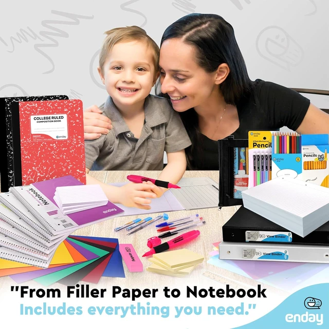 Alt view image 2 of 6 - Back to School Supplies High School Kit -87 Piece School Supplies Box With Composition Notebooks, Spirals, Binders, Folders, Pens, Pencils, Tab Dividers, Filler Paper, Pencil Pouch and More
