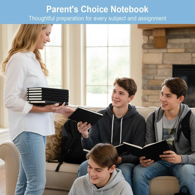 Alt view image 6 of 6 - 12 Pack A5 Hardcover Lined Notebook,192 pg College Ruled 5.5x8.3 Bulk notebooks for work,office & professional use,Waterproof faux leather,lay-flat elastic closure