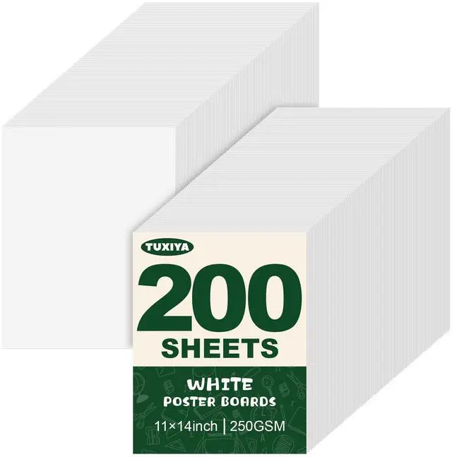 Main image of 200 Pack White Poster Board,11" x 14" White Poster Paper Bulk 250GSM/92LB Heavy-Weight Blank Poster Board for Arts,Craft,Projects Presentations,Drawing Scrapbooking