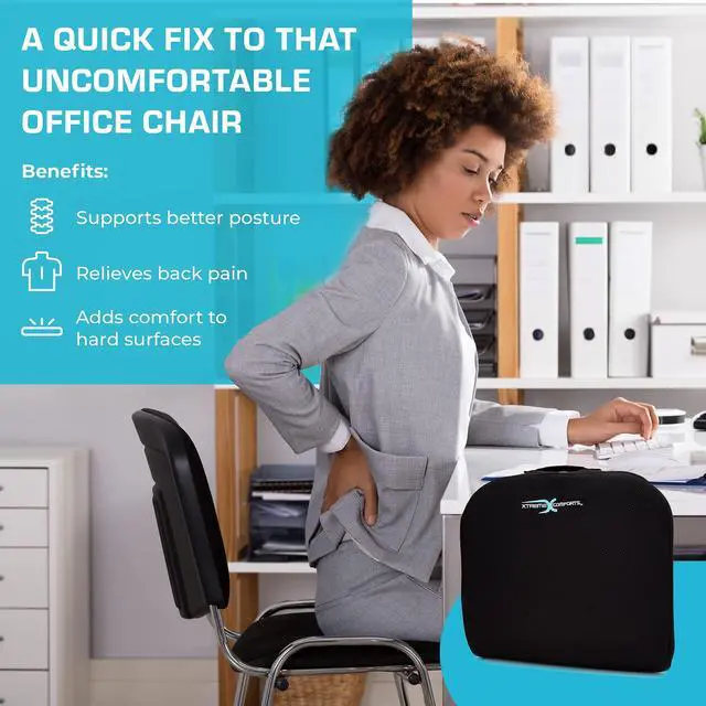 Alt view image 3 of 7 - Seat Cushions | Office Chair Cushions for Desk, Car, Wheelchair| Ergonomic Memory Foam Seat Cushion for Support & Comfort | Helps Improve Sitting Posture for Work & Body Relief (1 Pc)