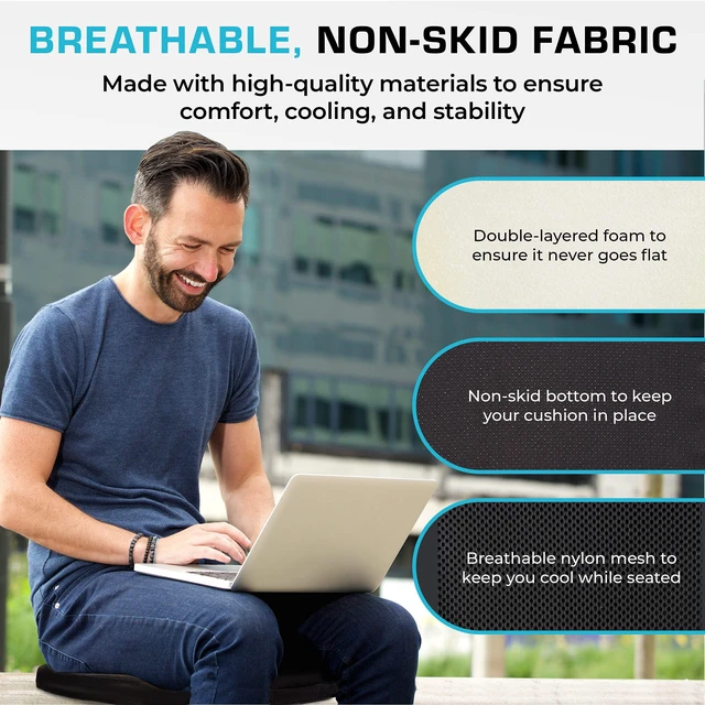 Alt view image 5 of 7 - Seat Cushions | Office Chair Cushions for Desk, Car, Wheelchair| Ergonomic Memory Foam Seat Cushion for Support & Comfort | Helps Improve Sitting Posture for Work & Body Relief (1 Pc)