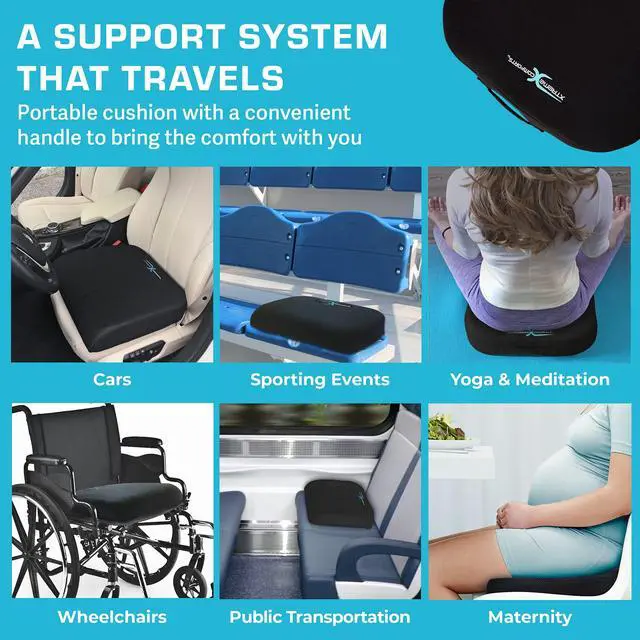 Alt view image 6 of 7 - Seat Cushions | Office Chair Cushions for Desk, Car, Wheelchair| Ergonomic Memory Foam Seat Cushion for Support & Comfort | Helps Improve Sitting Posture for Work & Body Relief (1 Pc)