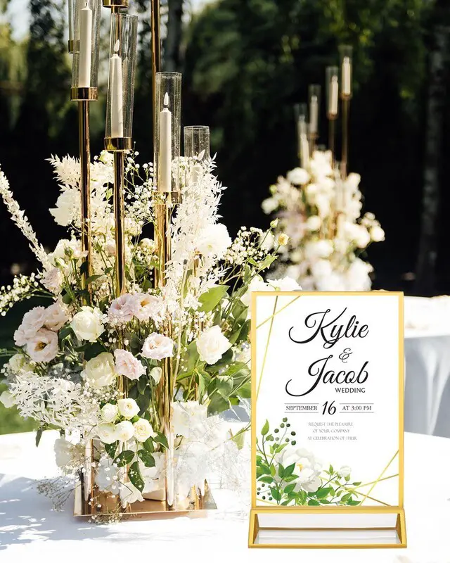Alt view image 2 of 6 - 24 Pack 5x7 Gold Acrylic Sign Holders, Double Sided Picture Frame Stands Clear Table Menu Holder Display Stand for Wedding Table Numbers, Restaurant Signs, Party, Office Photos