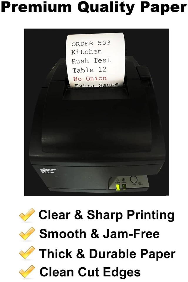Alt view image 5 of 6 - Star SP700 Kitchen Printer Paper (24 Rolls) 3" x 150' 1 Ply Bond (Non -Thermal) Receipt Paper POS Cash Register Paper for TMU200 SRP275 from
