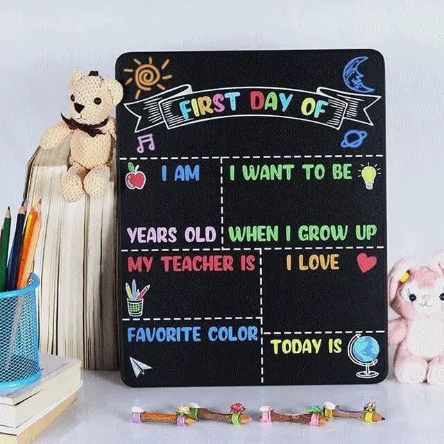 Alt view image 2 of 6 - 2PCS First and Last Day of School Chalkboard Sign Reusable, 14x11 in Back to School Board - First & Last Day of Kindergarten Sign, Double-Sided Schools Preschool Signs for Kids