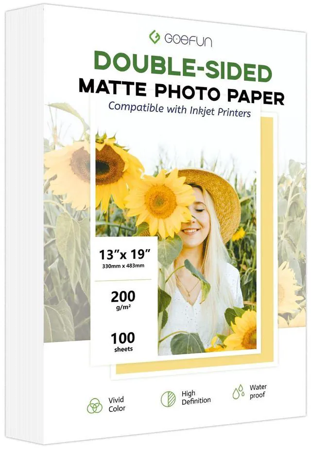 Main image of 13x19 Double Sided Photo Paper Matte, 54LB Inkjet Printer Paper 100 Pack 200GSM 13 x 19 Presentation Paper for Posters, brochure and Art Prints