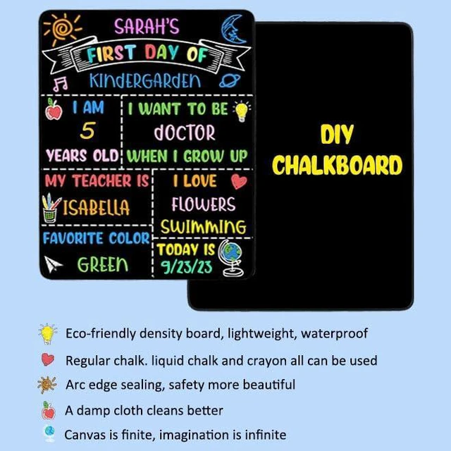 Alt view image 3 of 6 - First Day of School Chalkboard Sign Reusable, 14x11 Inch Back to School Board - 1st Day of Kindergarten Sign, Double-Sided Schools Preschool Grade Signs for Kids