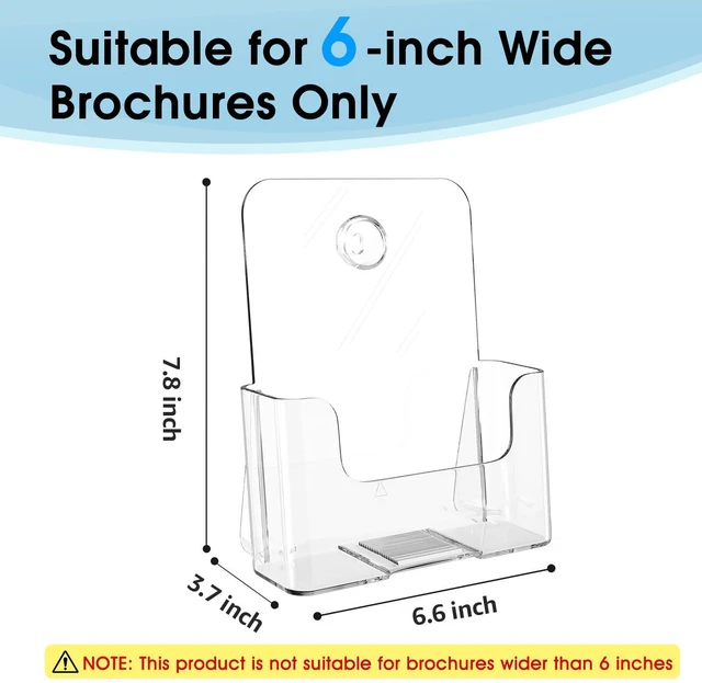 Alt view image 2 of 7 - Acrylic Brochure Holder 6x8 Inch, Clear Pamphlet Holder 6 Pack Clear Acrylic, Angled Countertop Display, Holds Brochures, Flyers, Pamphlets And Signs, Easy Access, Space-Saving Design