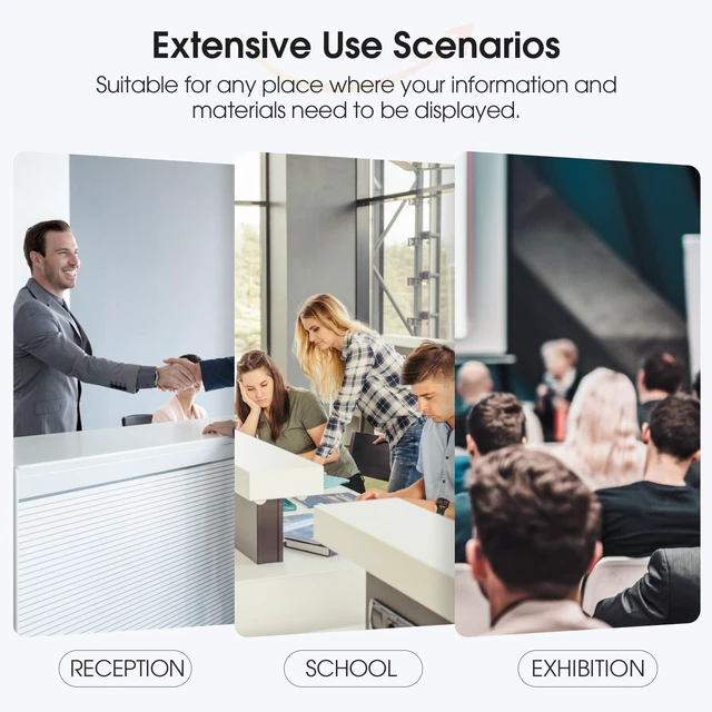 Alt view image 7 of 7 - Acrylic Trifold Brochure Holder, 4 Inch Wide flyer Holder, 12 Pack Clear Acrylic Material, Wall Mount or Countertop Display, Fits Trifold Brochures or Flyers, Non Slip Slot, Polished Edge