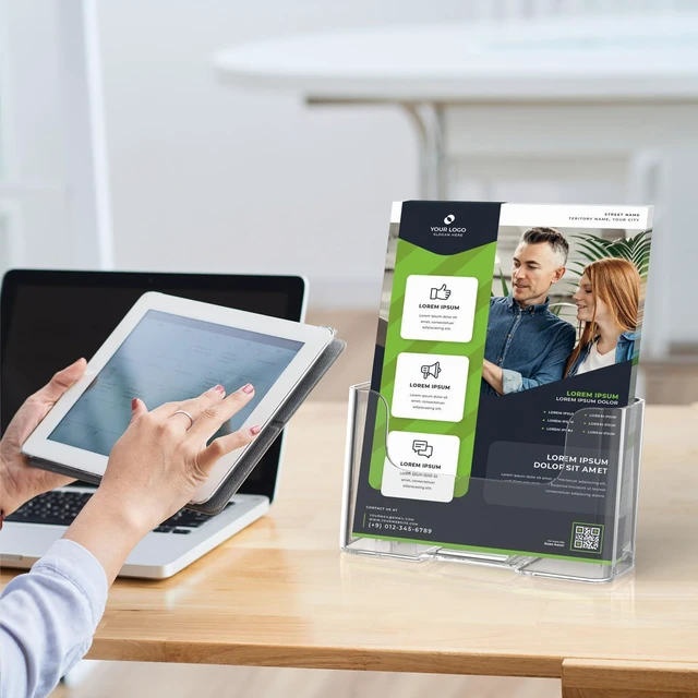 Alt view image 6 of 7 - Acrylic Brochure Holder 6x8 Inch, Clear Pamphlet Holder 6 Pack Clear Acrylic, Angled Countertop Display, Holds Brochures, Flyers, Pamphlets And Signs, Easy Access, Space-Saving Design