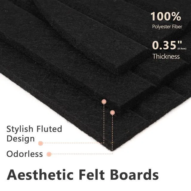 Alt view image 4 of 7 - Felt Bulletin Board 47" x 24", Cork Board Alternative with 30 Push Pins 4 Customizable Modular Decorative Felt Pin Board, Vision Board for Office Home Bedroom Wall Decor, Photo Picture Display