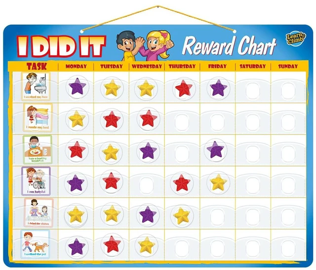 Main image of Kids Responsibility Chart Board with Magnets, 63 Chores, Potty Train Tasks, Multiple Children (Pocket)