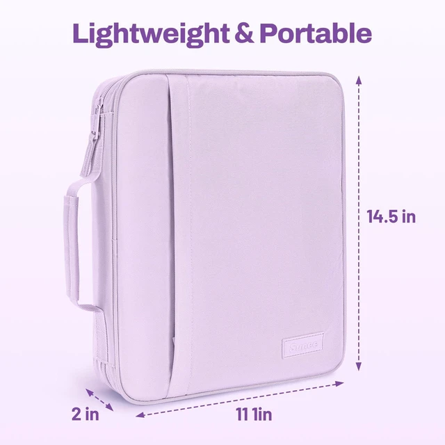 Alt view image 2 of 7 - Zipper Binder 1 Inch, Removable 3-ring binder, 175-Sheet Capacity, 5-Tab Dividers Expanding File Folder, Small Binder Bag Organizer Storage for Student School Classroom Supplies, Lavender Purple