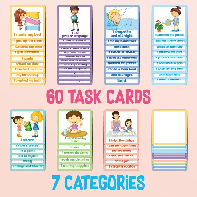 Alt view image 3 of 7 - Kids Responsibility Chart Board with Magnets, 63 Chores, Potty Train Tasks, Multiple Children (Pocket)
