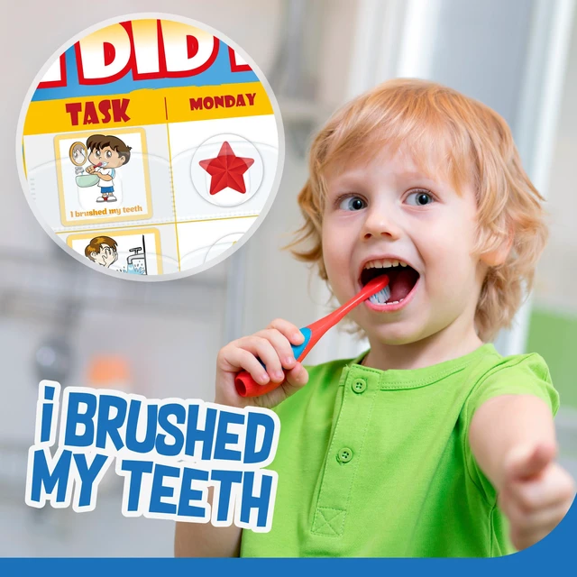 Alt view image 5 of 7 - Kids Responsibility Chart Board with Magnets, 63 Chores, Potty Train Tasks, Multiple Children (Pocket)