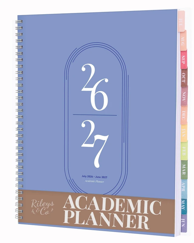 Main image of Academic Planner 2026-2027, Daily, Weekly & Monthly Planner, July 2026 - June 2027, Student Notes Pages, Twin-Wire Binding, Weekly Agenda for School & Work (8.5 x 11-Inches, Blue)