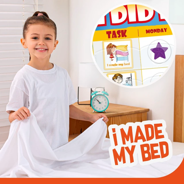 Alt view image 7 of 7 - Kids Responsibility Chart Board with Magnets, 63 Chores, Potty Train Tasks, Multiple Children (Pocket)
