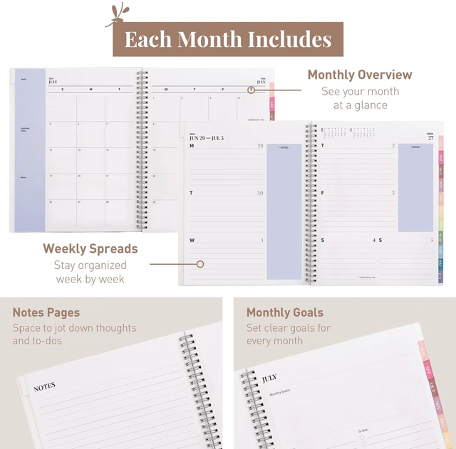 Alt view image 4 of 7 - Academic Planner 2026-2027, Daily, Weekly & Monthly Planner, July 2026 - June 2027, Student Notes Pages, Twin-Wire Binding, Weekly Agenda for School & Work (8.5 x 11-Inches, Blue)