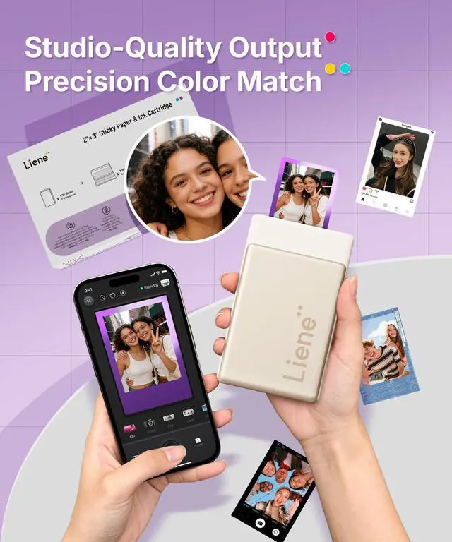 Alt view image 6 of 7 - Pearl N200 Pro Portable Photo Printer Photo Paper 50 Sheets & 5 Cartridges, Picture Printer Sticker Paper Adhesive, Waterproof, Smudge Proof, Photo Paper Only for DMP130 for Scrapbook