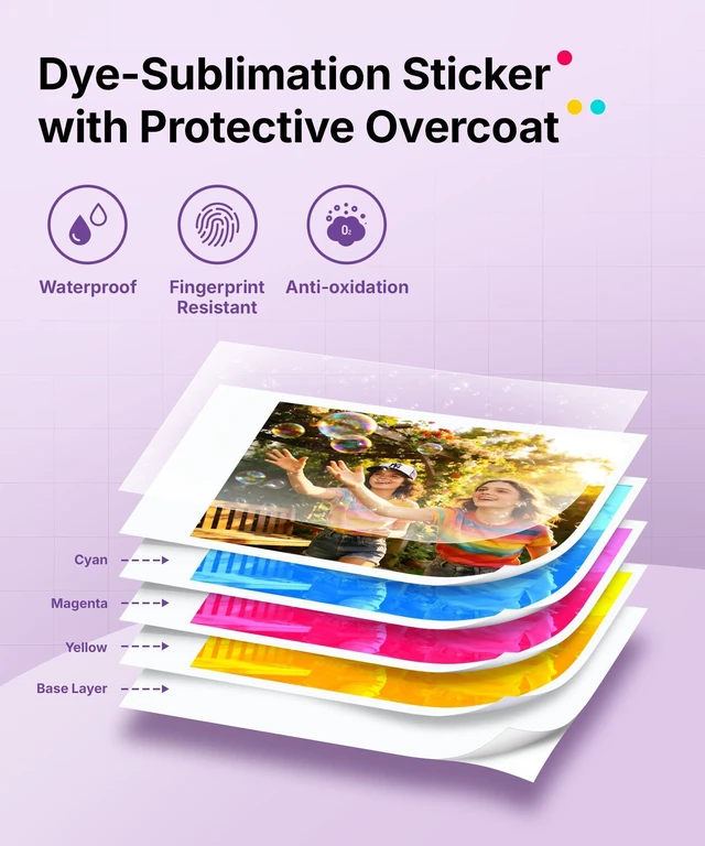 Alt view image 5 of 7 - Pearl N200 Pro Portable Photo Printer Photo Paper 50 Sheets & 5 Cartridges, Picture Printer Sticker Paper Adhesive, Waterproof, Smudge Proof, Photo Paper Only for DMP130 for Scrapbook