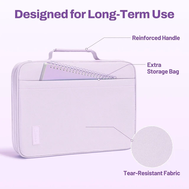 Alt view image 6 of 7 - Zipper Binder 1 Inch, Removable 3-ring binder, 175-Sheet Capacity, 5-Tab Dividers Expanding File Folder, Small Binder Bag Organizer Storage for Student School Classroom Supplies, Lavender Purple