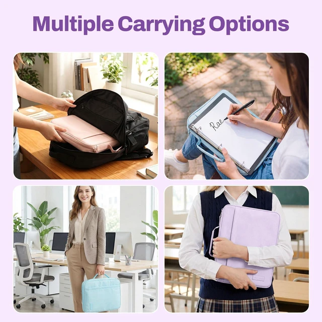 Alt view image 7 of 7 - Zipper Binder 1 Inch, Removable 3-ring binder, 175-Sheet Capacity, 5-Tab Dividers Expanding File Folder, Small Binder Bag Organizer Storage for Student School Classroom Supplies, Lavender Purple