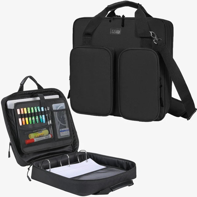 Main image of Zipper Binder 3 Inch 3 Ring with Shoulder Strap Multi-Pocket,Tough Binder Bag with Laptop organizer for School Travel,Fit 13" MacBook & Tablet,700 Sheets Capacity,Water Resistant,Black